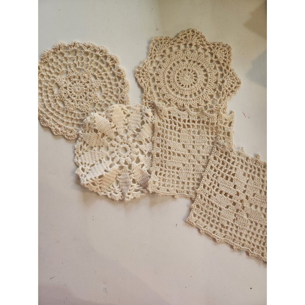 5 Crochet Doilies/Coasters 100% Cotton- Handmade B10
